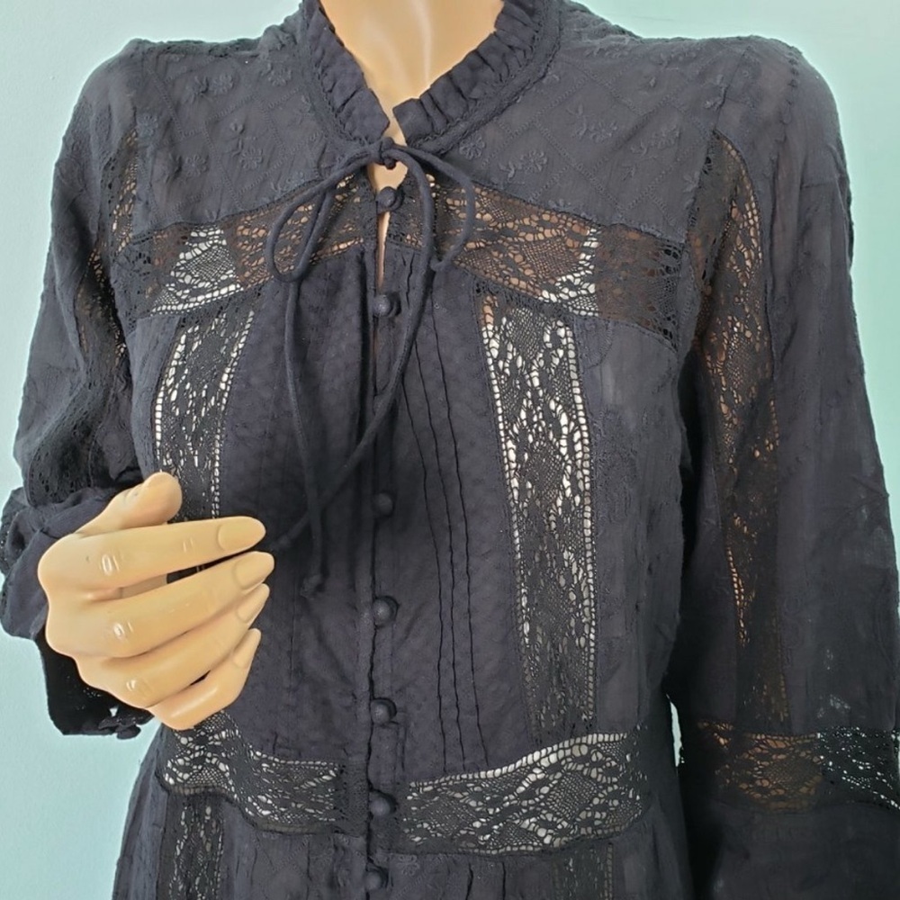 Sundance Small Black Textured Patchwork Lace Clar… - image 3